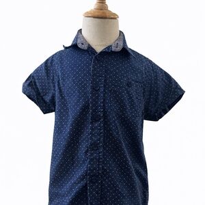 Eighth Avenue Toddler Boys Short Sleeve Button-Up Shirt Size 4 – Navy Print